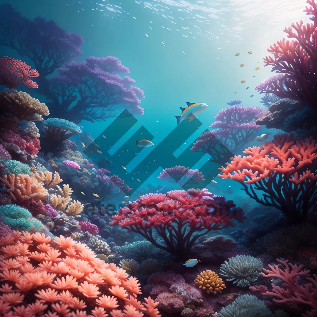 Picture of Colorful Coral Reef Teeming with Marine Life