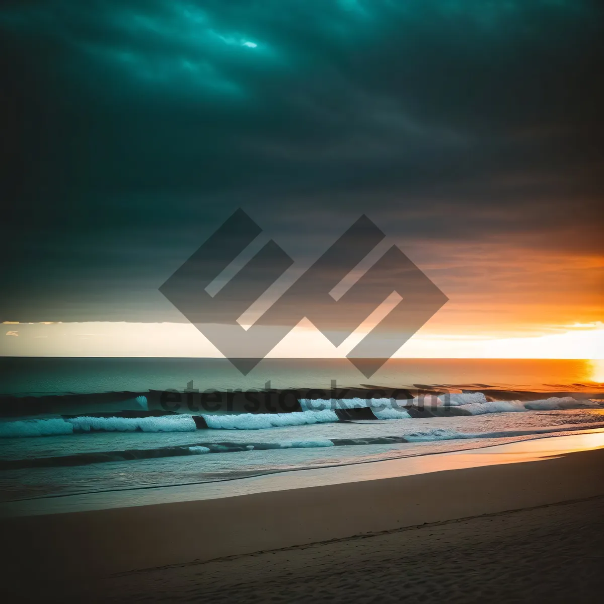 Picture of Serenity on a Sandy Shore: Ocean Sunset