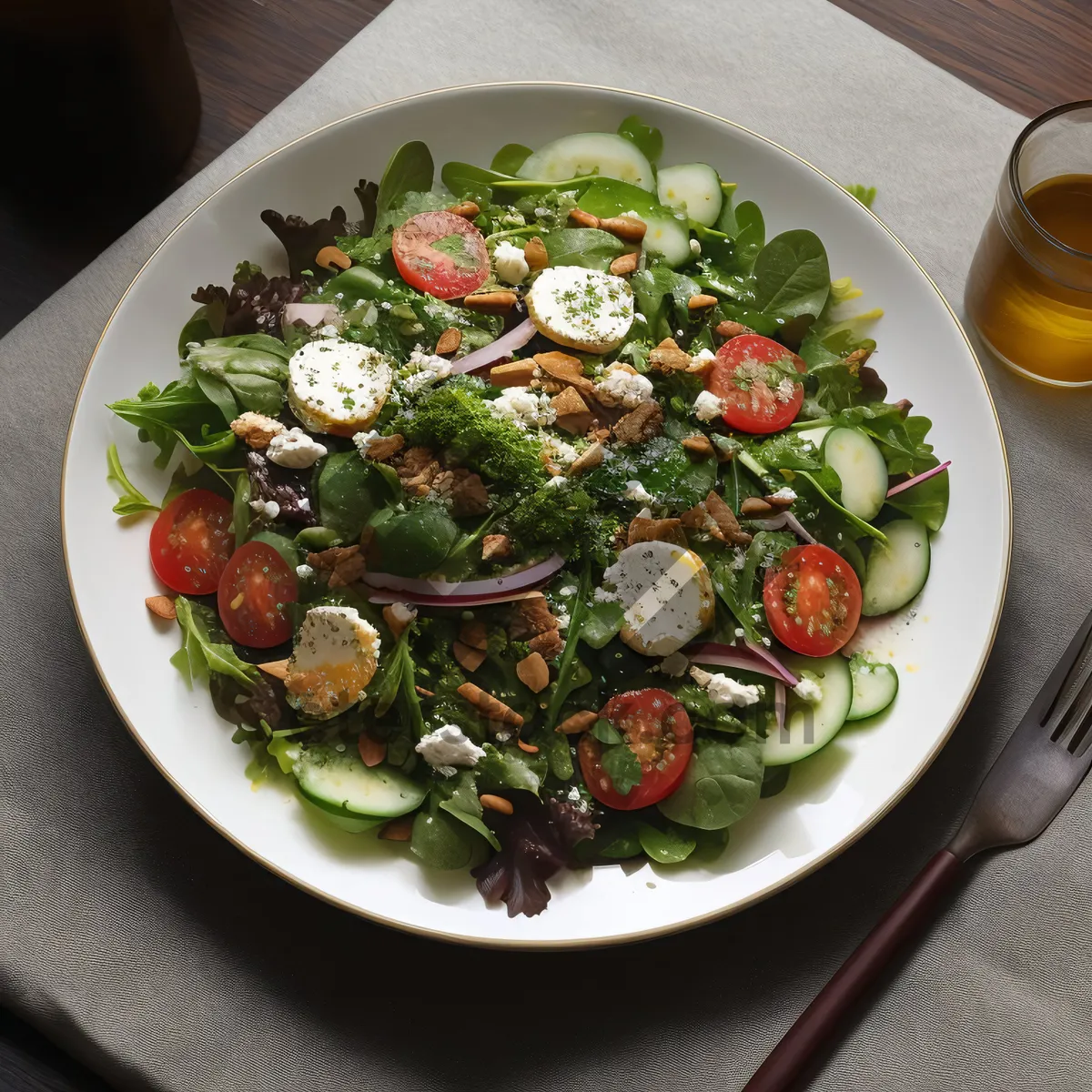 Picture of Delicious Gourmet Salad with Grilled Meat and Veggies