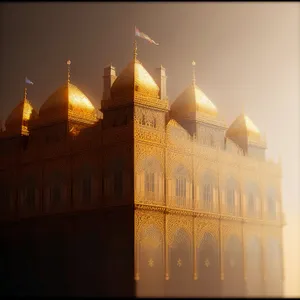 Iconic Mosque Silhouette Against City Skyline