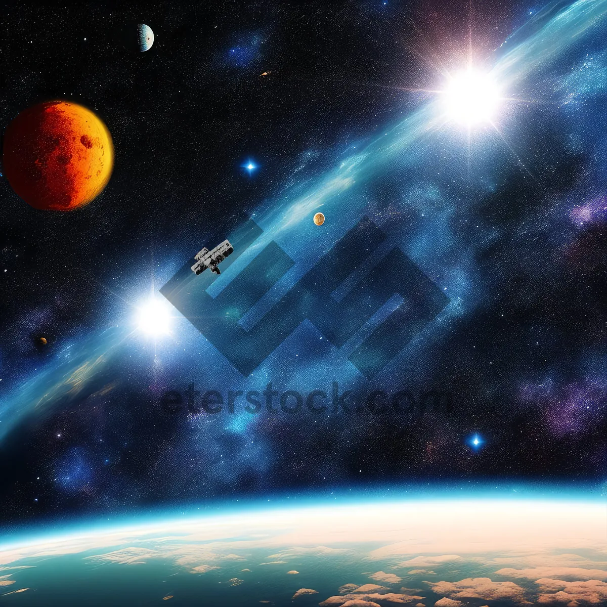 Picture of Starry Moonlit Night Sky Fantasy Graphic Wallpaper