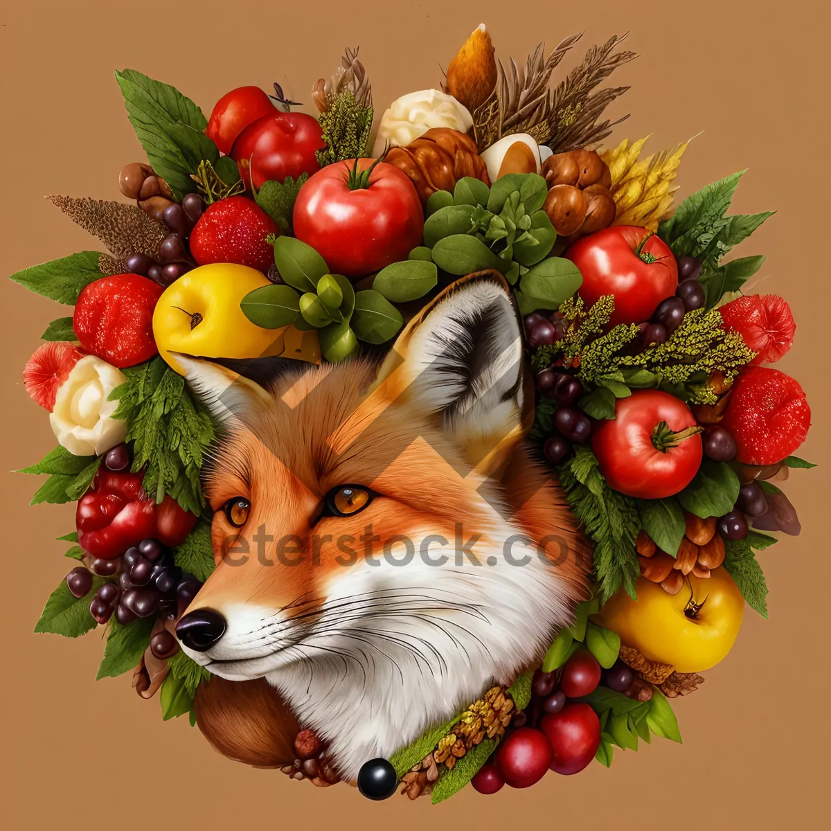 Picture of Fresh and Colorful Vegetable Basket with Fruits