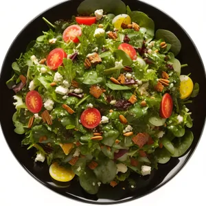 Fresh grilled vegetable salad with olive oil dressing.