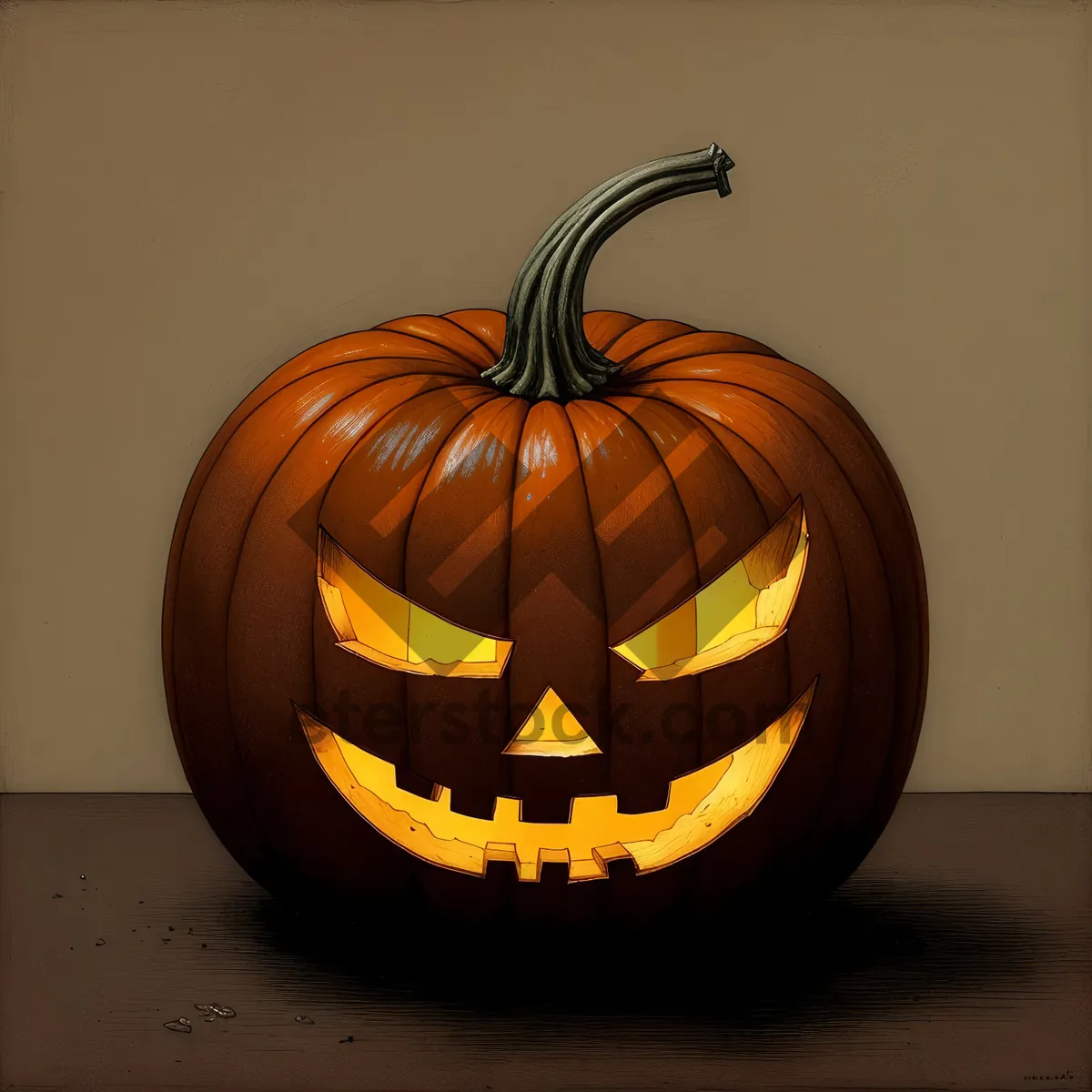 Picture of Spooky Autumn Pumpkin Lantern for Halloween Celebration