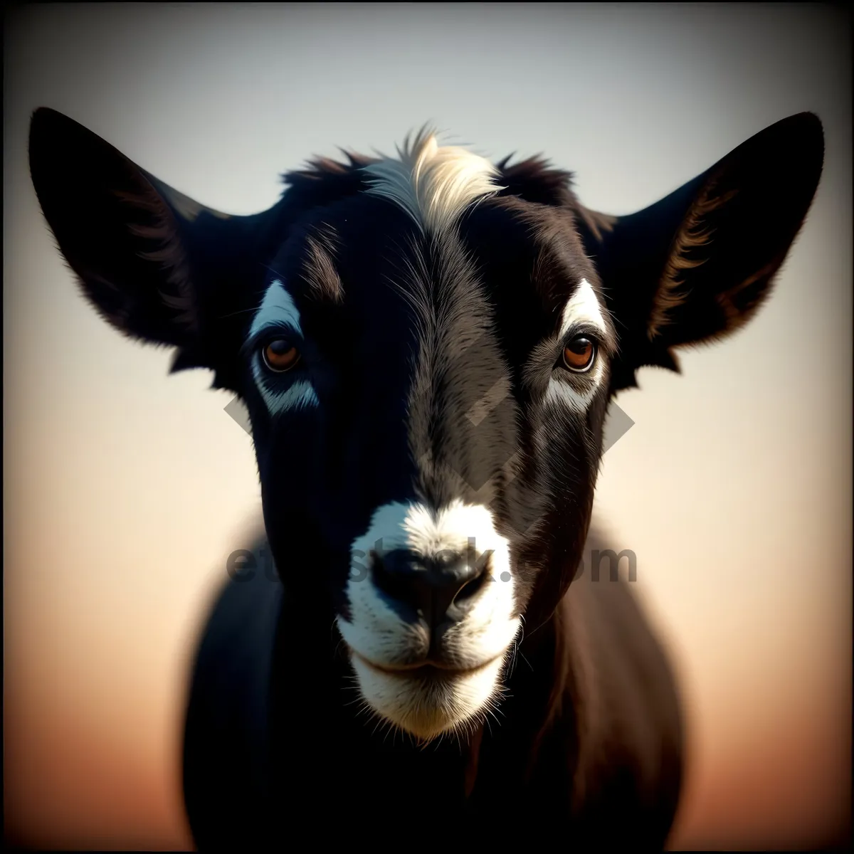 Picture of Rustic Cow Grazing on Green Pasture