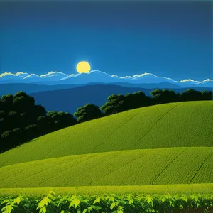 Idyllic Sunny Farm Landscape in Spring