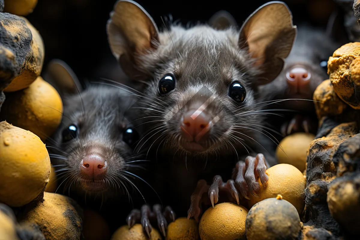 Picture of Furry Rodent Peeking with Curious Eyes