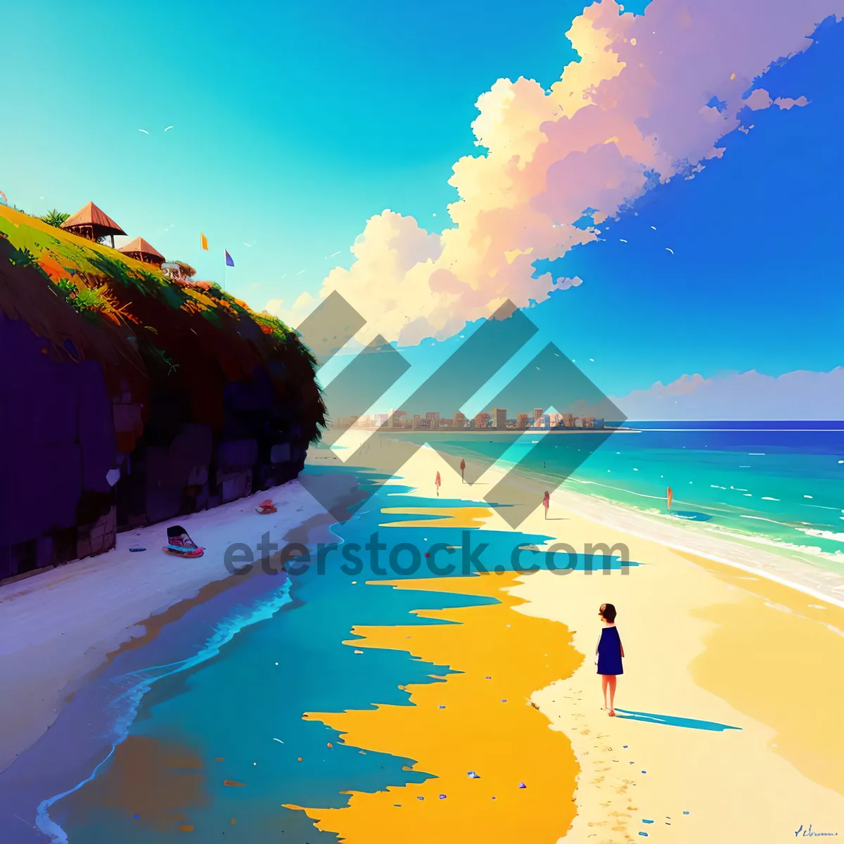 Picture of Tranquil Shoreline Bliss: Sun-kissed Beach, Turquoise Waves