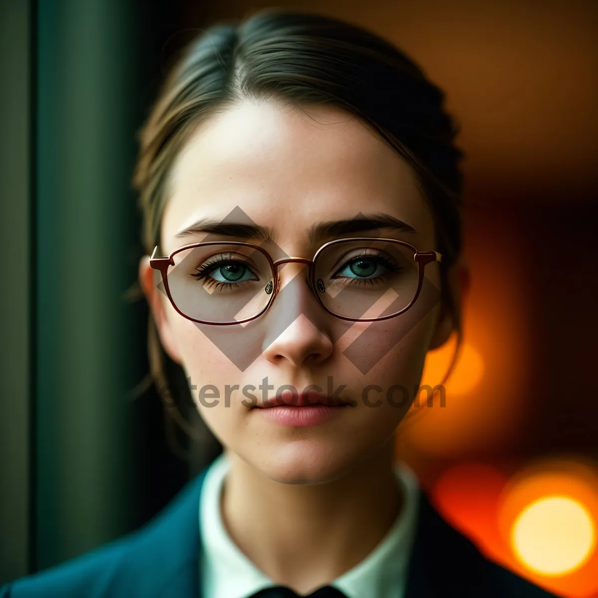 Picture of Happy Businesswoman Wearing Headset, Smiling at Phone