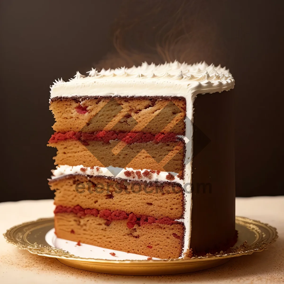 Picture of Sweet bakery cake slice with chocolate cream