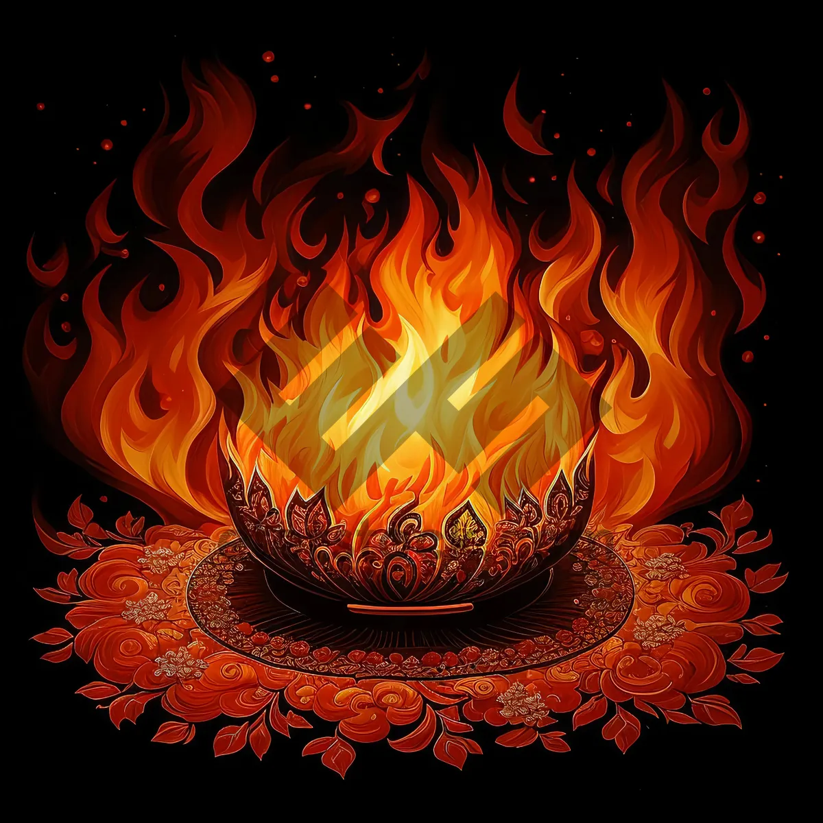 Picture of Orange Flame Modern Graphic Design Element