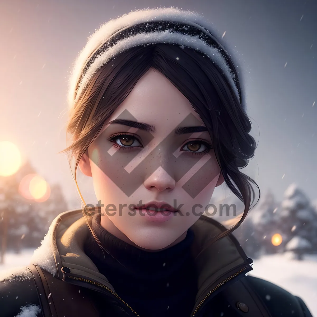 Picture of Snow Queen: Attractive Fashion Model with Smiling Eyes