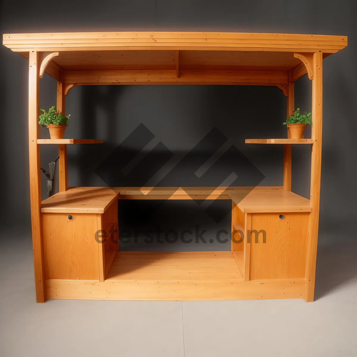 Picture of Modern Wood Entertainment Center with Bookcase