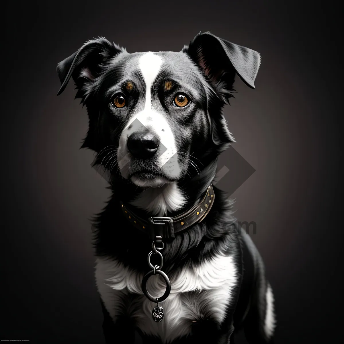 Picture of Adorable black dog portrait in studio