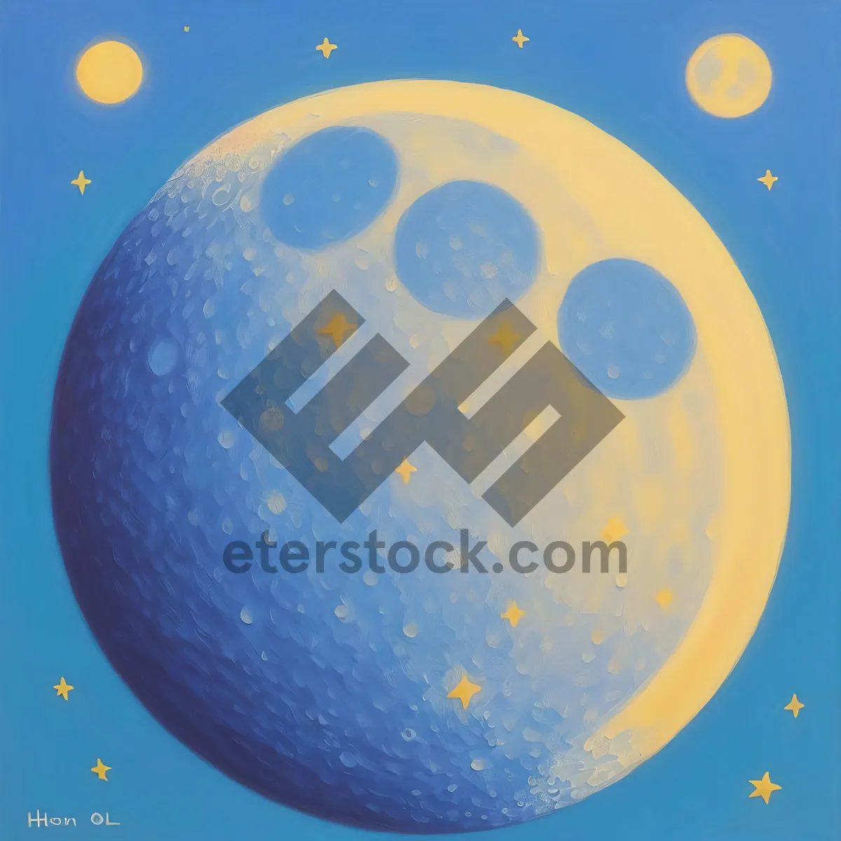 Picture of Starry Night Sky with Moon and Stars