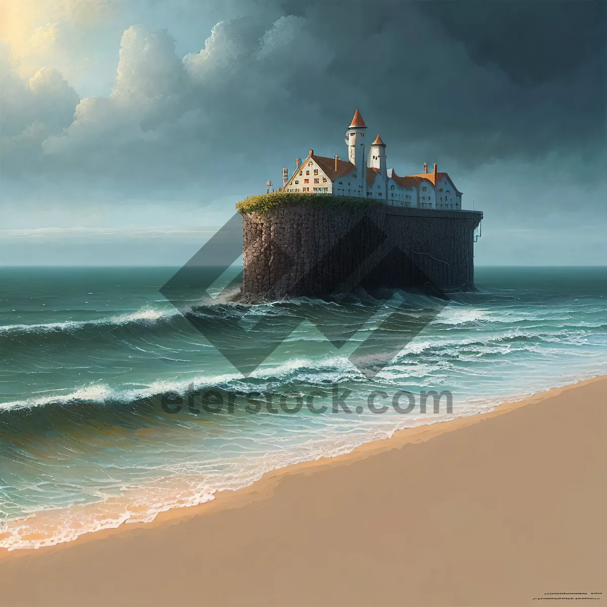 Picture of Shipwrecked on the Sandy Coast: A Serene Reminder of the Sea's Power