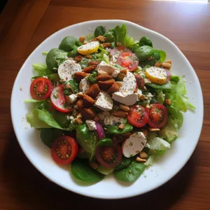 Delicious Gourmet Salad with Grilled Chicken and Veggies