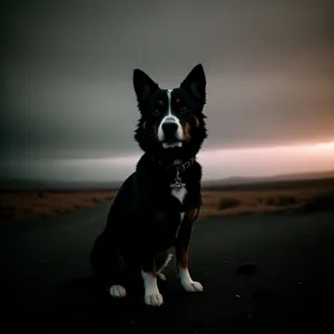 Adorable Black Swiss Mountain Dog Puppy Portrait