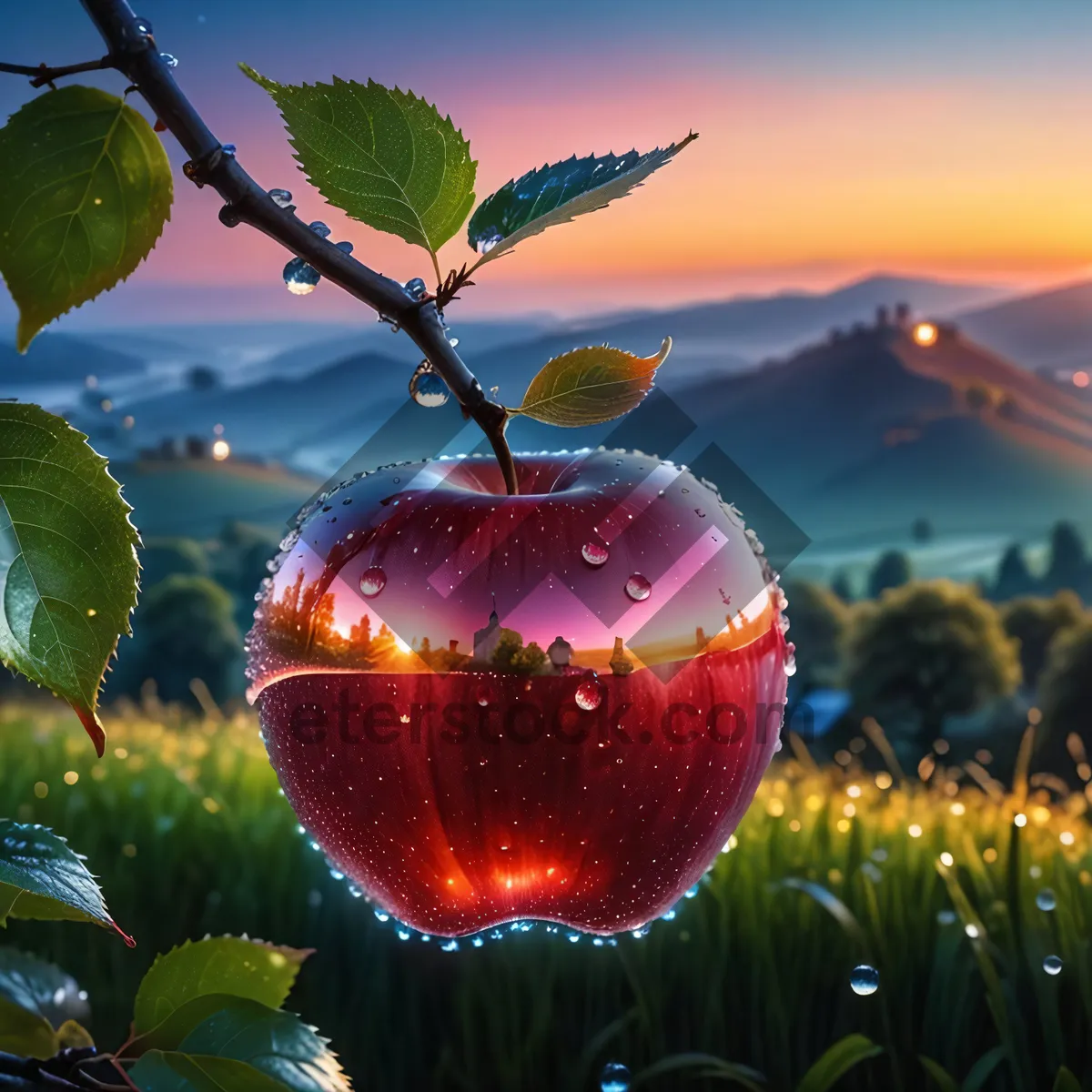 Picture of Juicy Red Delicious Apple, Fresh and Healthy Fruit