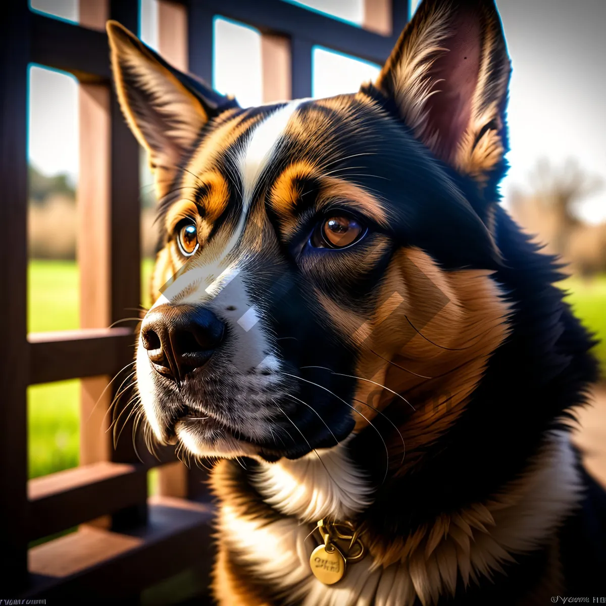 Picture of Cute Cardigan Corgi with Brown Fur on Leash