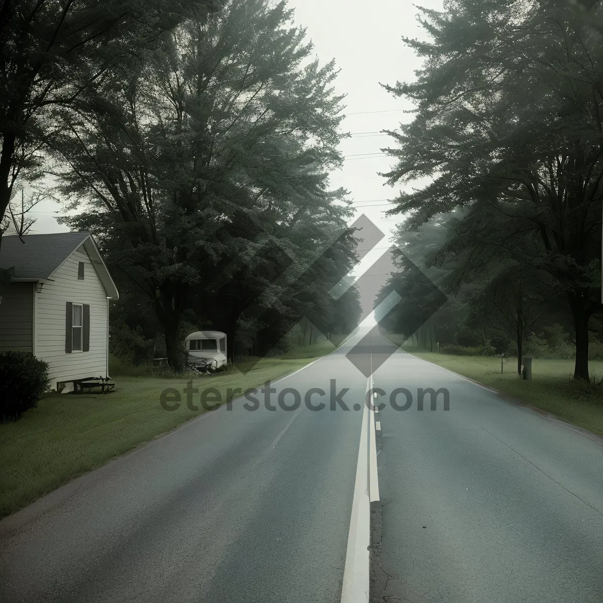 Picture of Scenic Highway Drive through Countryside Landscape