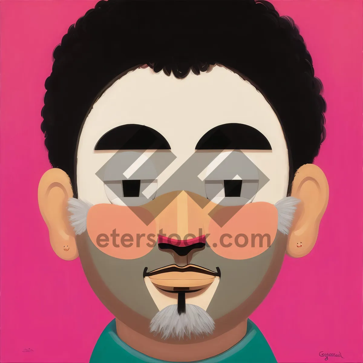 Picture of Cartoon Boy with Disguise Mask Clip Art