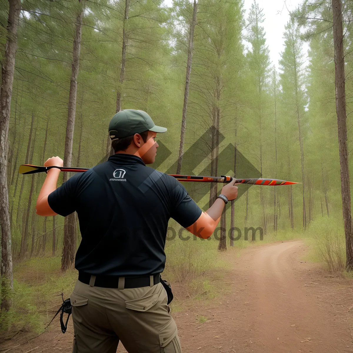 Picture of Active Man Swinging Batting Cage with Air Gun