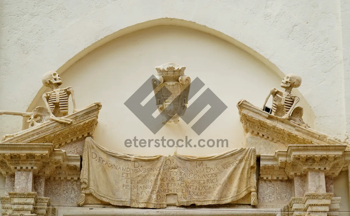 Picture of Golden Stucco Crown Detail in Ancient Temple.