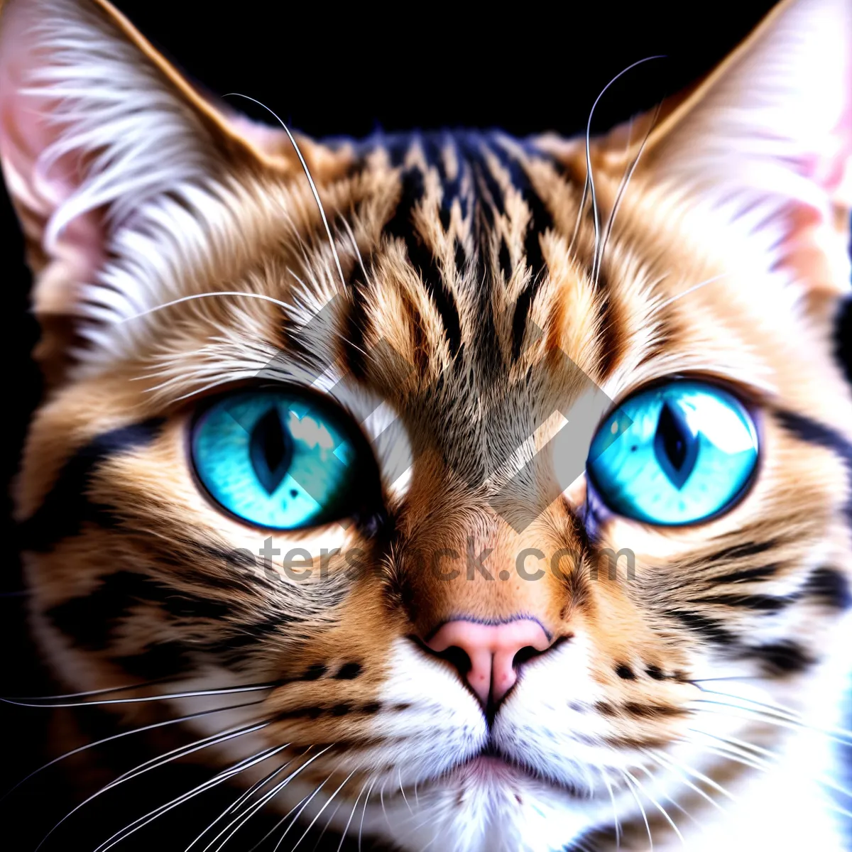 Picture of Furry Tabby Cat with Curious Eyes