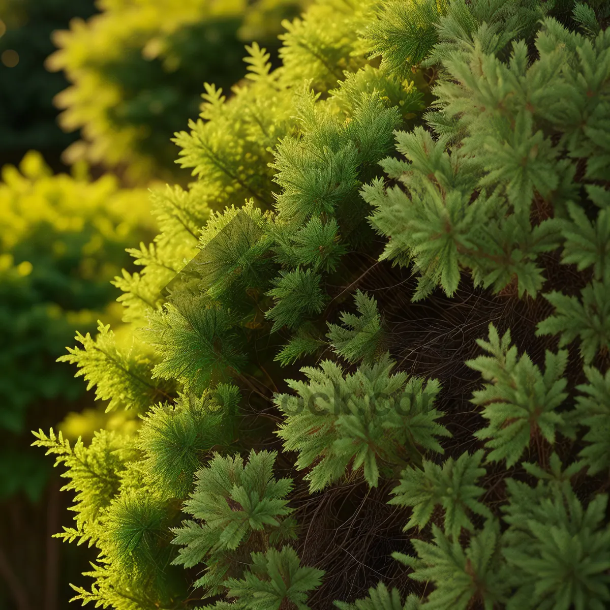 Picture of lush garden shrub in leafy forest