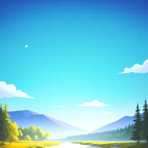 Serene Sky: Tranquil Meadow Under Moonlit Landscape