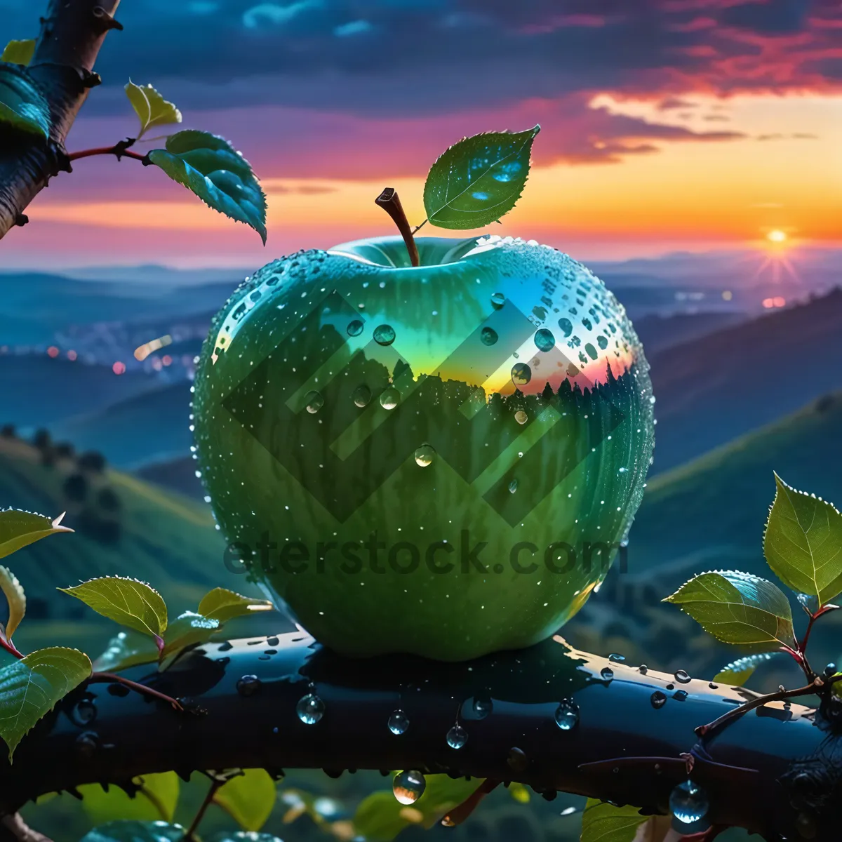 Picture of Shiny Glass Fruit Tree Decoration