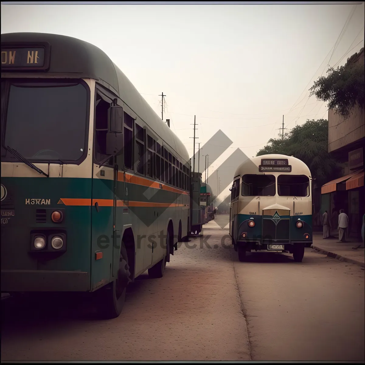 Picture of City Bus on a Busy Street