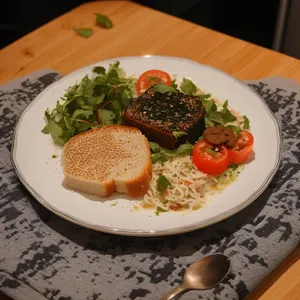 Delicious Gourmet Salad with Grilled Steak and Vegetables