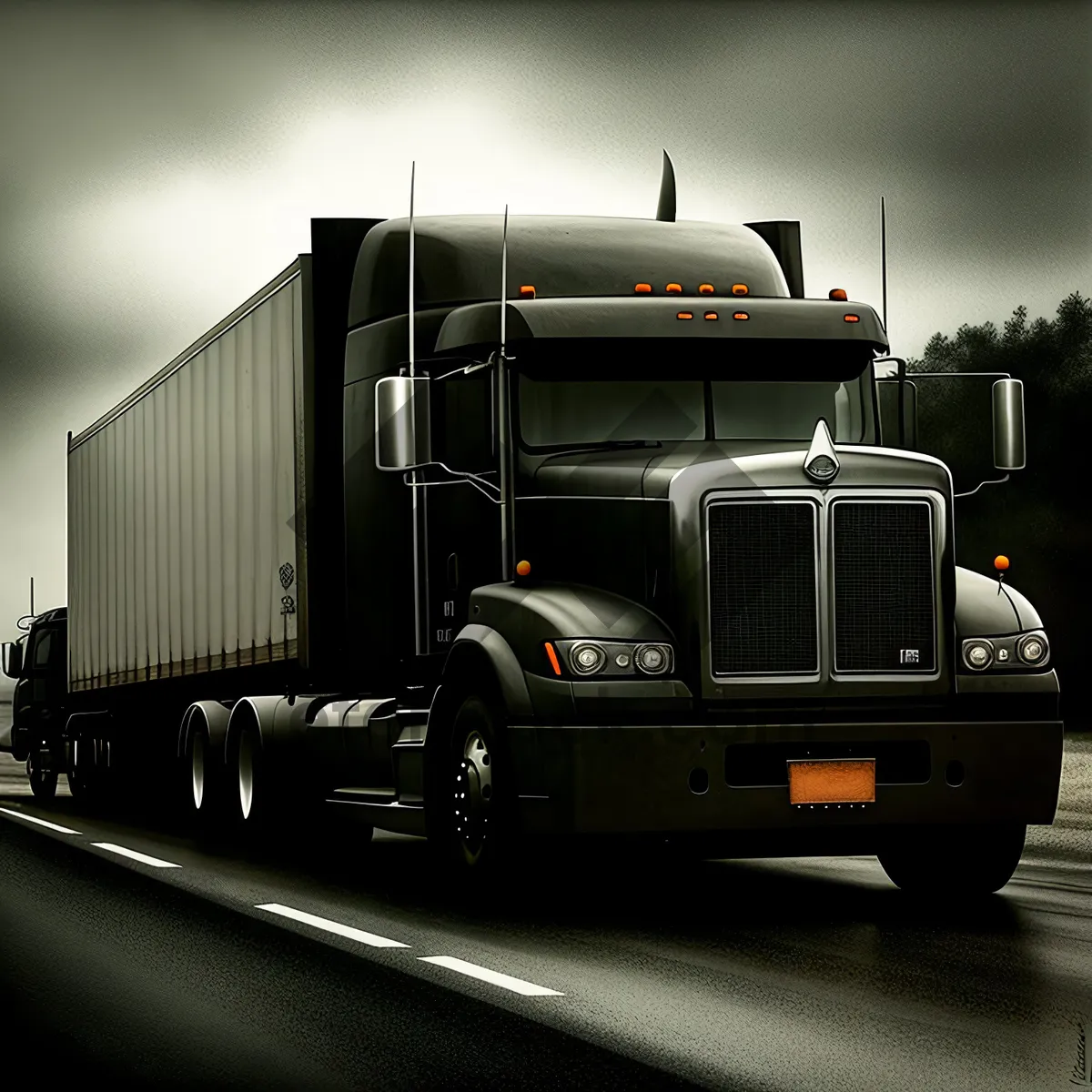 Picture of Highway Haul: Speeding Semi Truck on Industrial Motorway