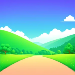 Idyllic countryside landscape with rolling hills and clear sky