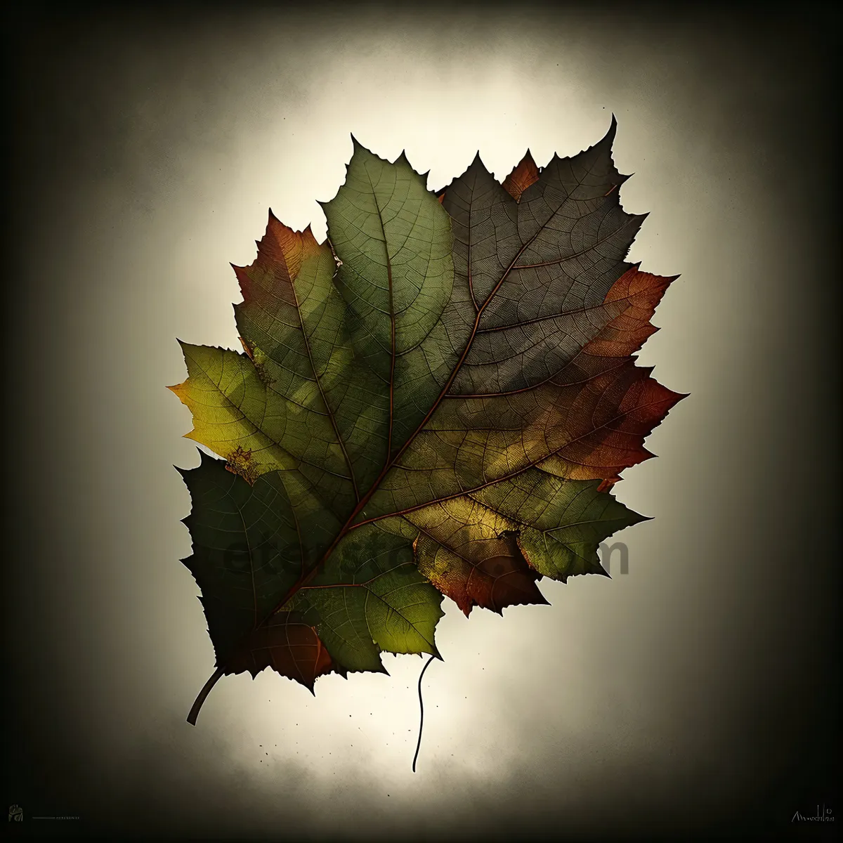 Picture of Golden Maple Leaf in Autumn Forest