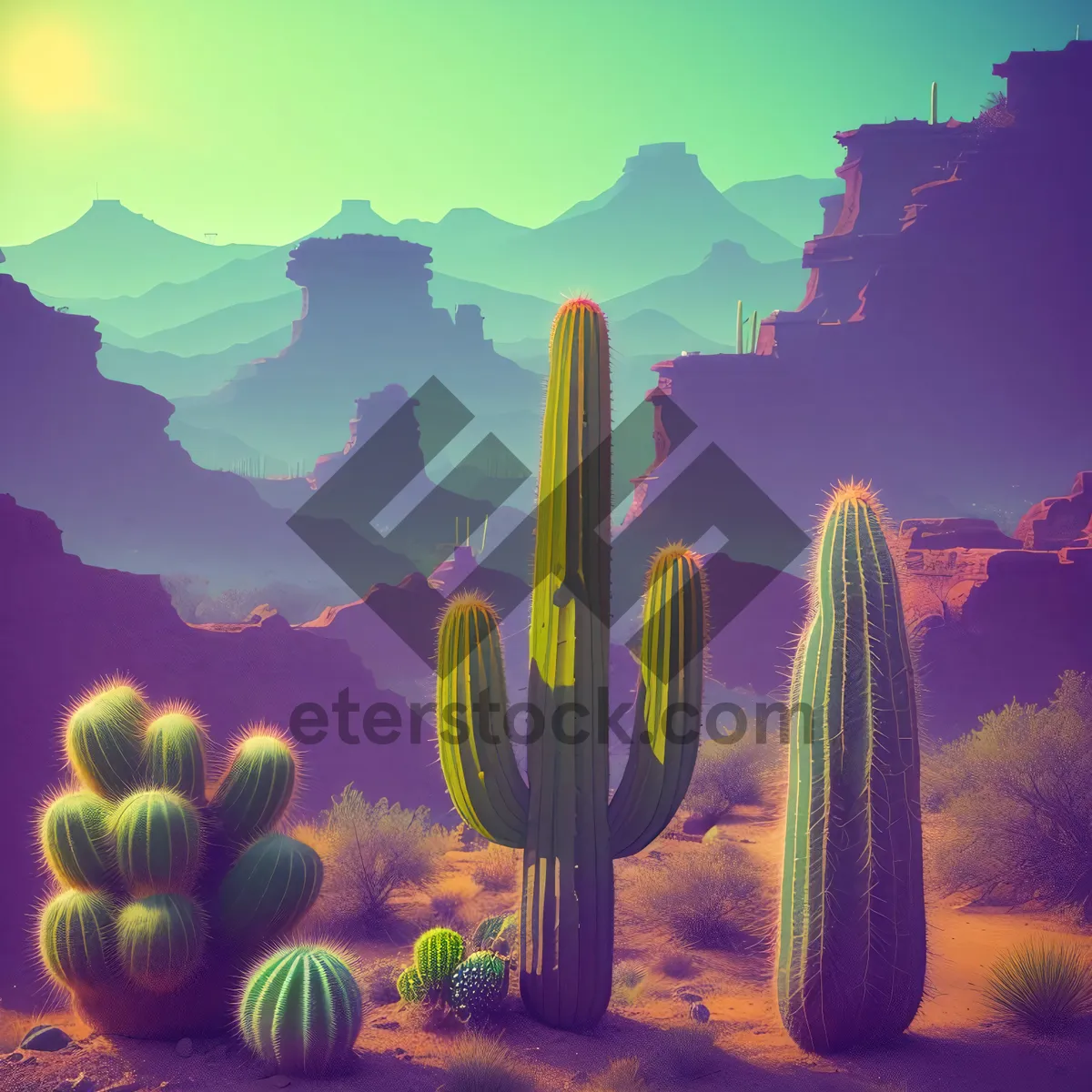 Picture of Spectrum of Saguaro: Majestic Desert Sunset