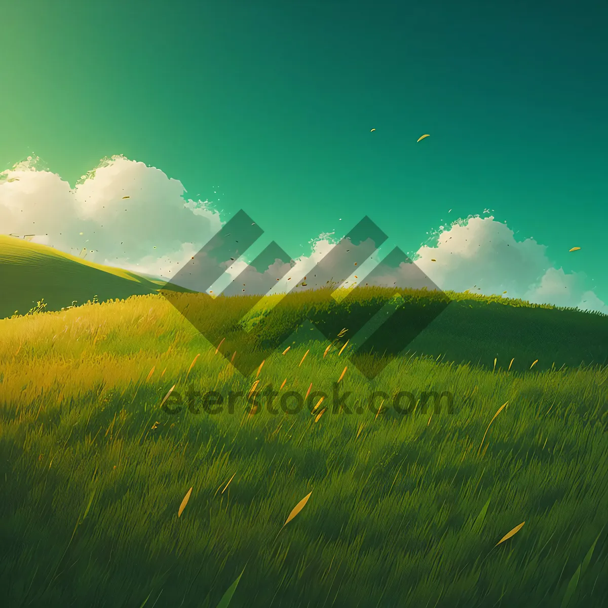 Picture of Rural Wheat Field Under Clear Sky