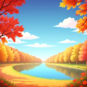 Vibrant autumn foliage under a blue sky.