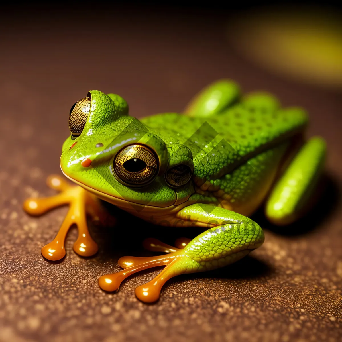 Picture of Vibrant-eyed Tree Frog Peeking Through Leaves