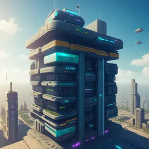 Modern Sky-high Urban Tower in Cityscape