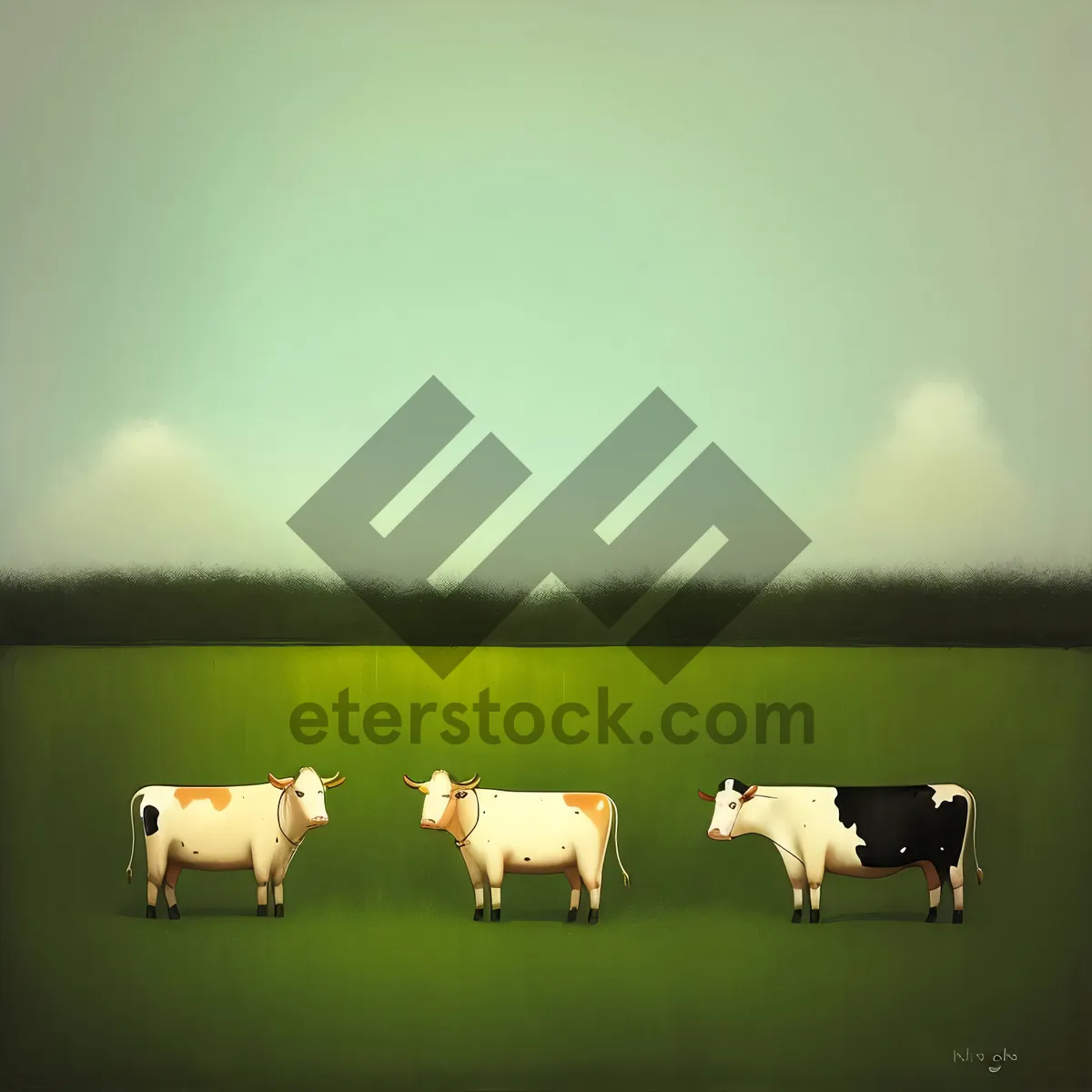 Picture of Serene Rural Landscape with Grazing Cows