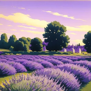 Vibrant Lavender Meadow in Beautiful Countryside