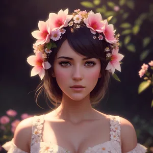 Regal Beauty: Elegant Princess with Flower Crown