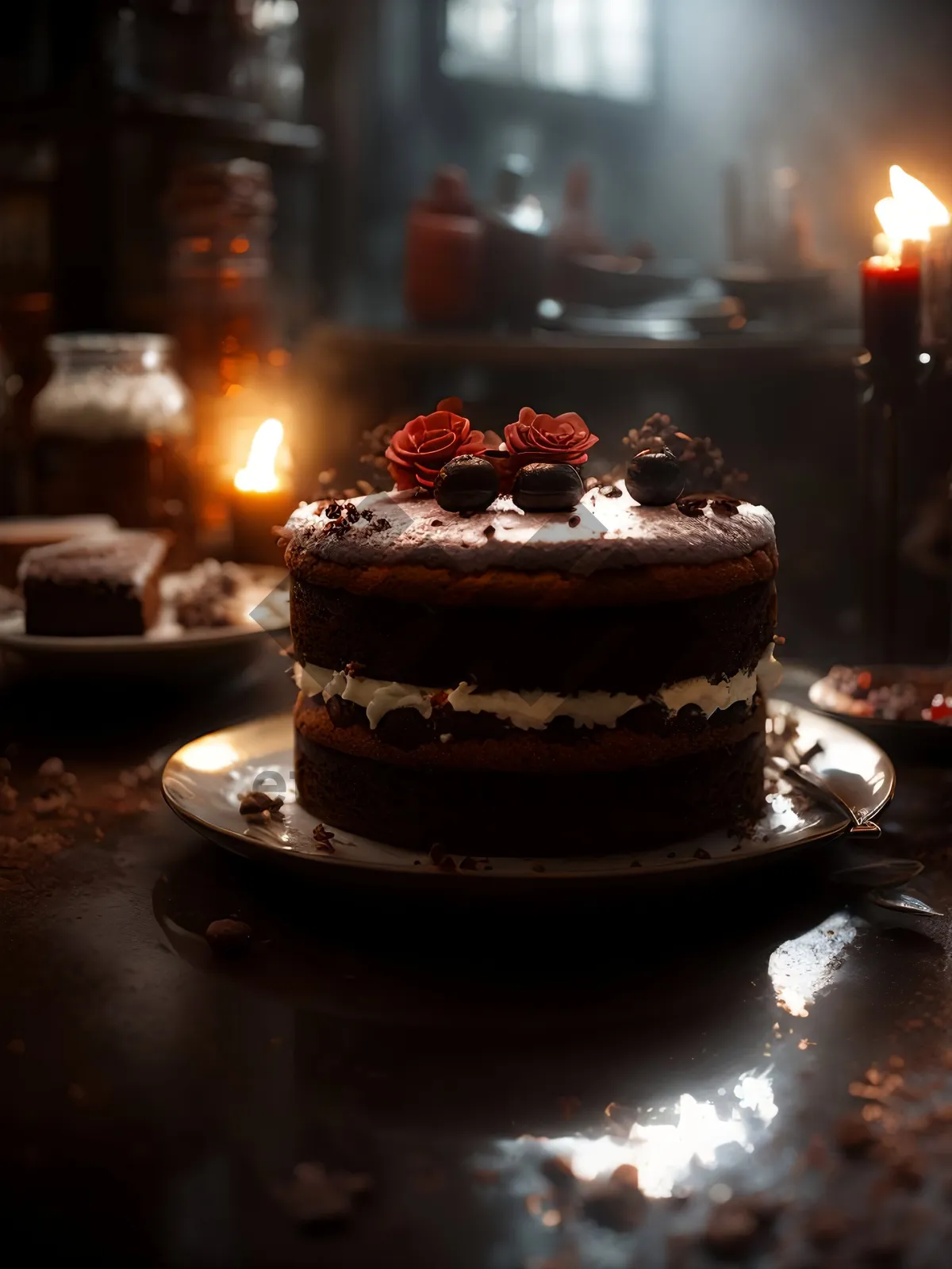 Picture of Delectable Dessert Delight on Decorative Plate