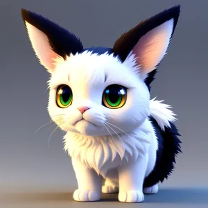 Adorable Fluffy Kitten with Whiskers and Bunny Ears