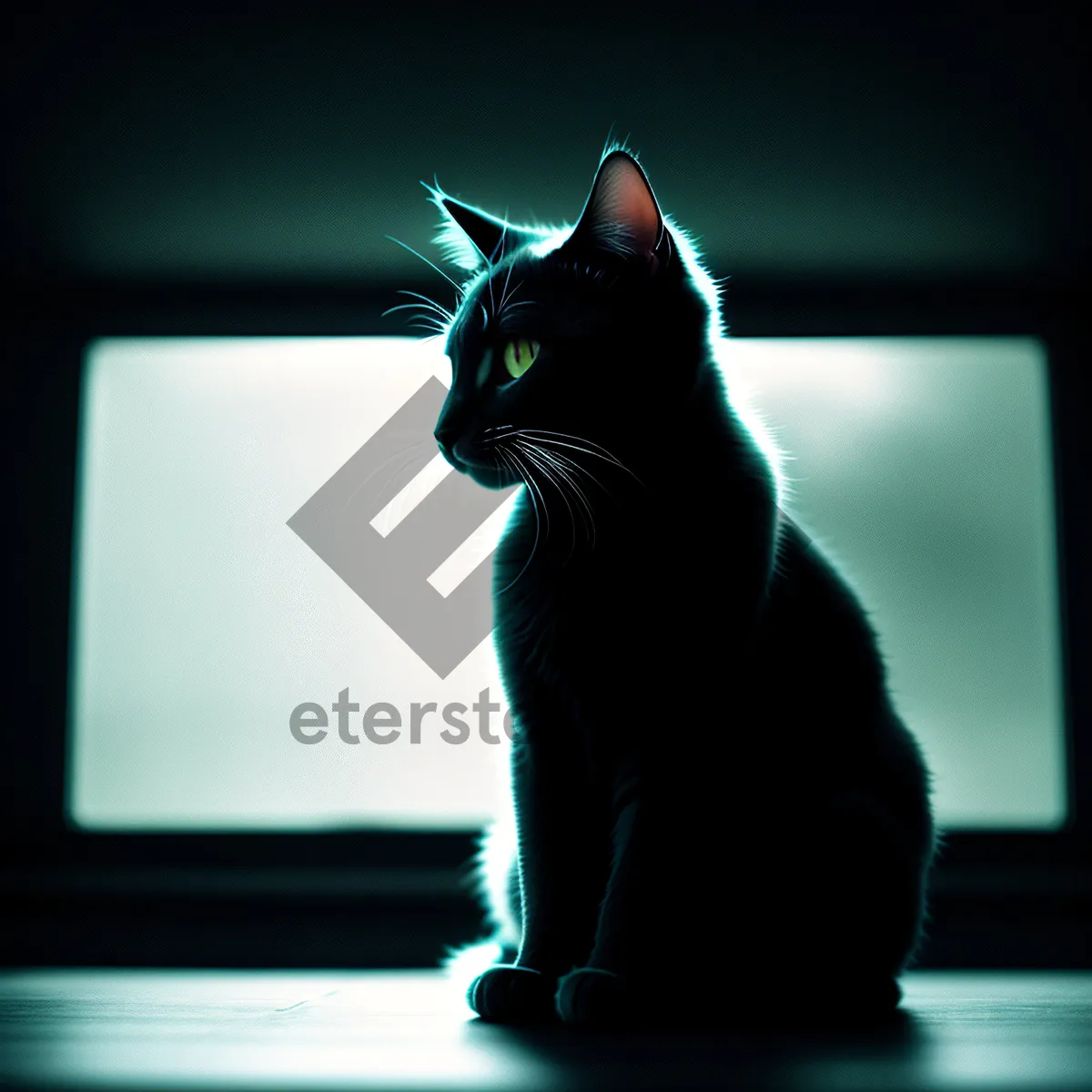 Picture of Cute Black Kitten Resting on Windowsill