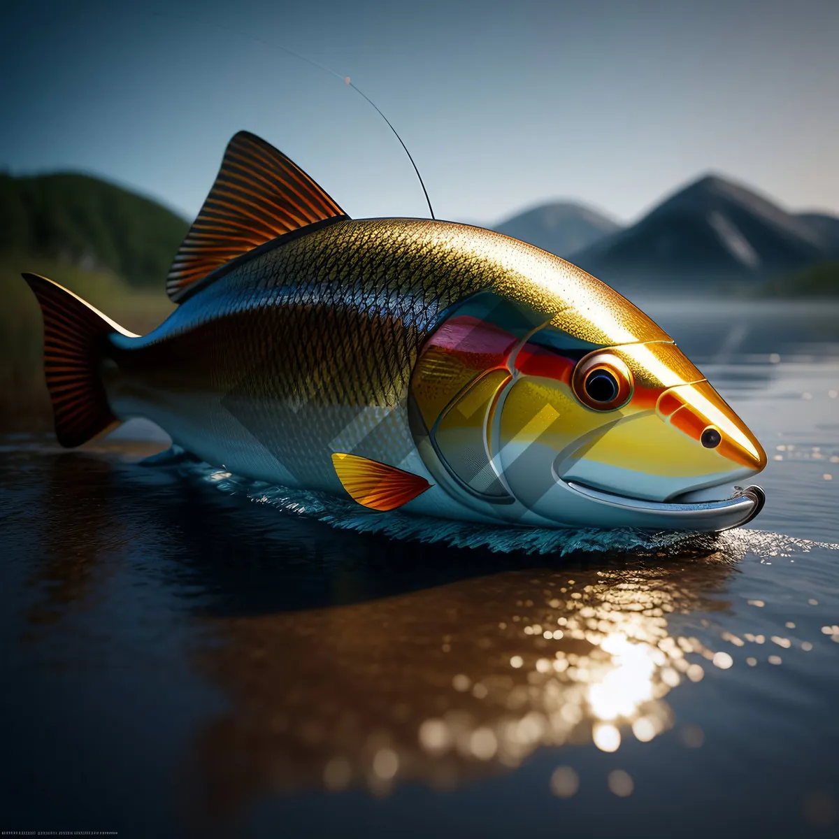 Picture of Tropical Sea Fish Swimming in Aquarium