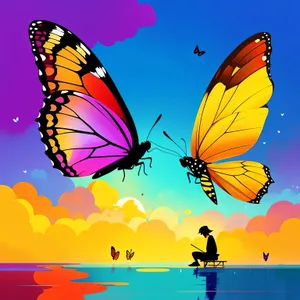 Whimsical Sky Wing Silhouette Cartoon Art